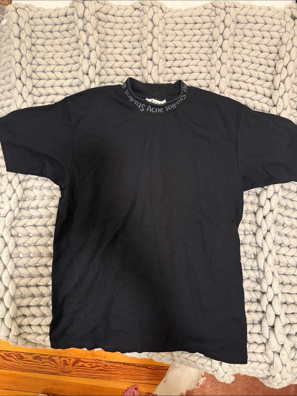 Acne Studios Black T-Shirt with Logo Neck Tag